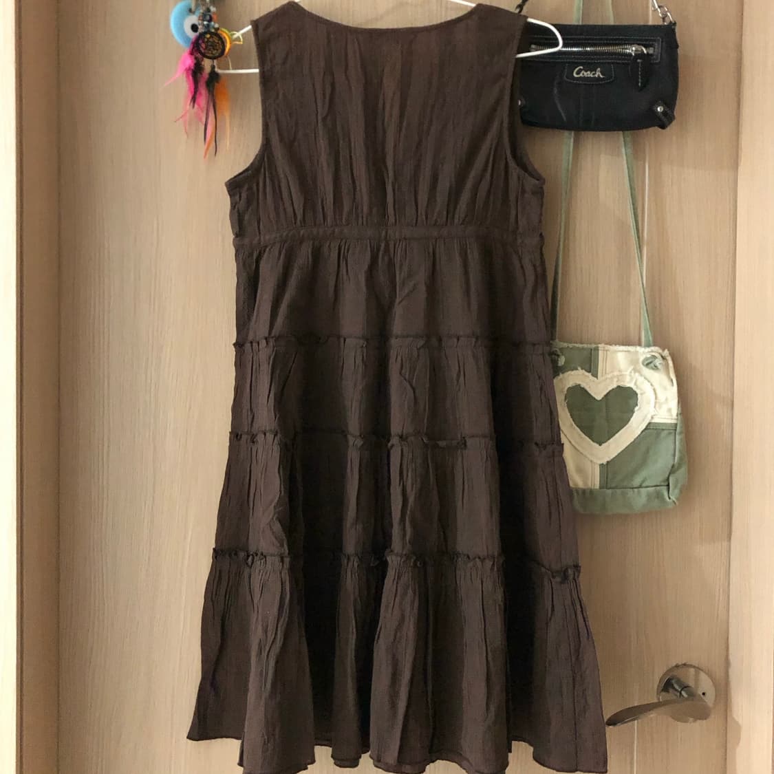 Brown Tiered Sleeveless Mini Dress 상품이미지2