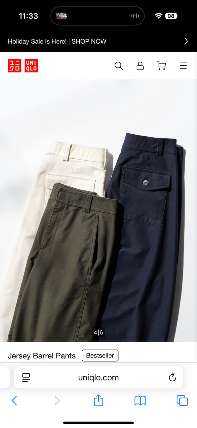 유니클로 저지배럴레그팬츠 오프화이트 스몰 상품이미지2