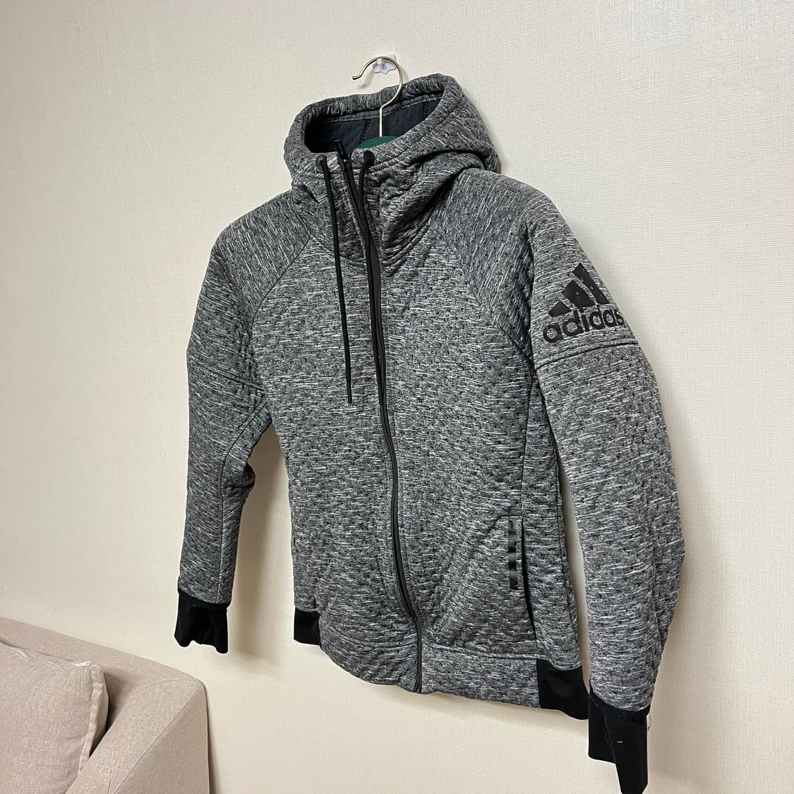 (여성 XL) 아디다스 엠보싱 기모 후드 집업 상품이미지1