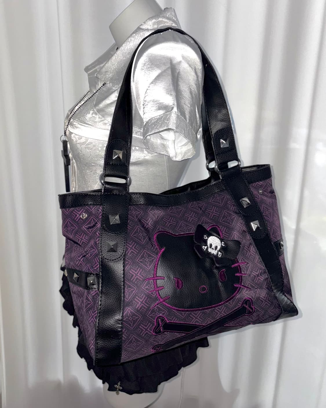 [kuro kitty] 키티 블랙 퍼플 키티 고딕 갸루 펑크 고스 가방 상품이미지2