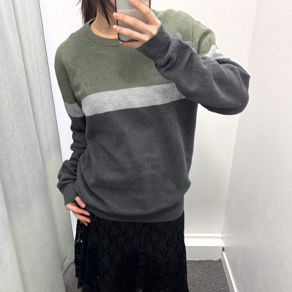 폴로 그린차콜 배색 코튼니트 상품이미지2