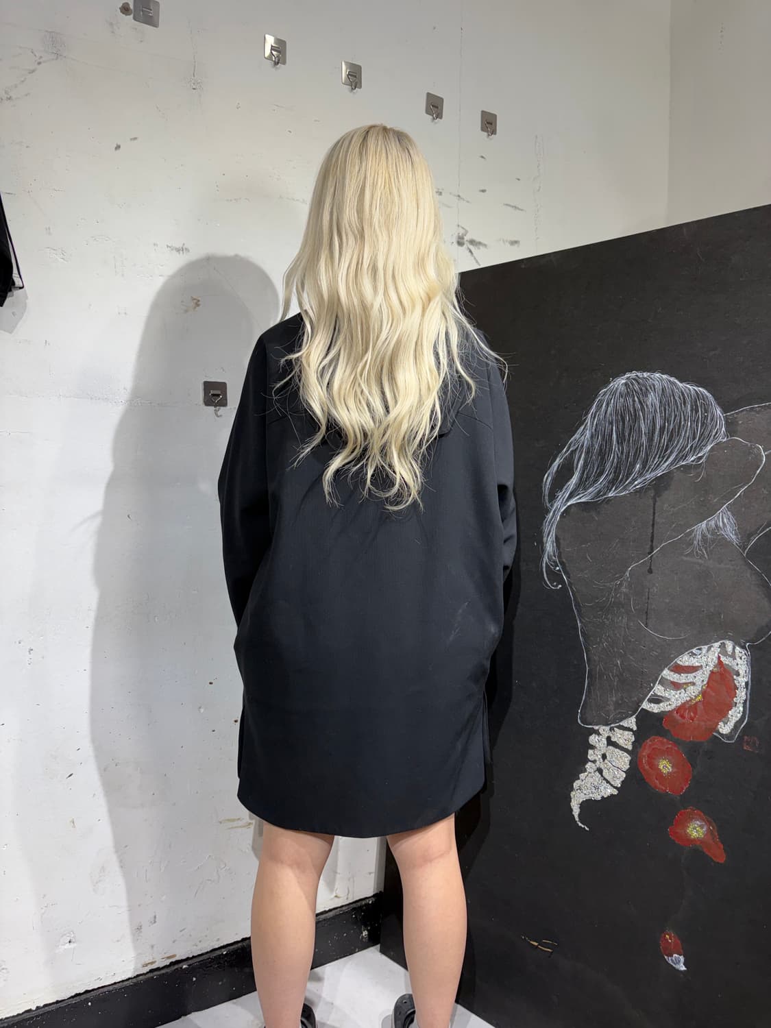 빈티지 비대칭 드레이핑 하이넥 블랙 아방가르드 코트  상품이미지8