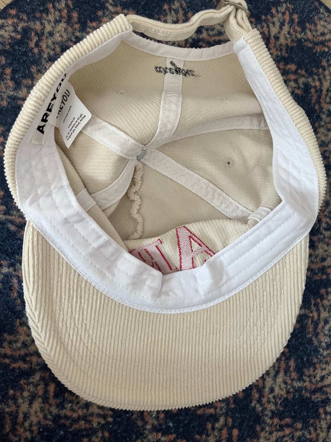 ARU 로고 코듀 로이 캡 아이보리  상품이미지2