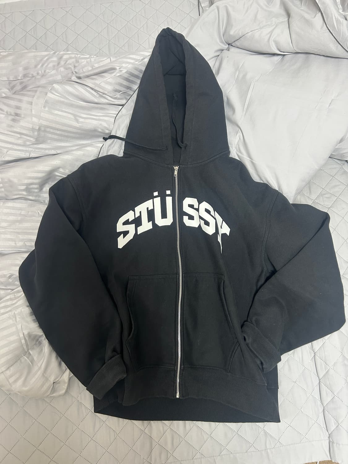 XL)스투시 블록 스포츠 후드 집업 블랙 상품이미지2