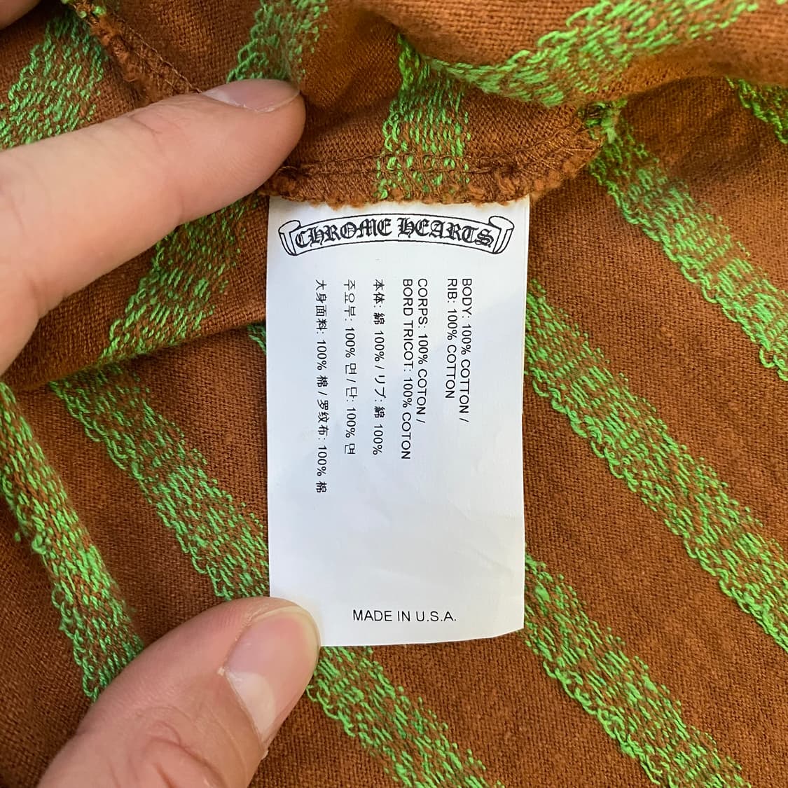 [M] 크롬하츠 매티보이 스트라이프 반팔 티셔츠 브라운 상품이미지5