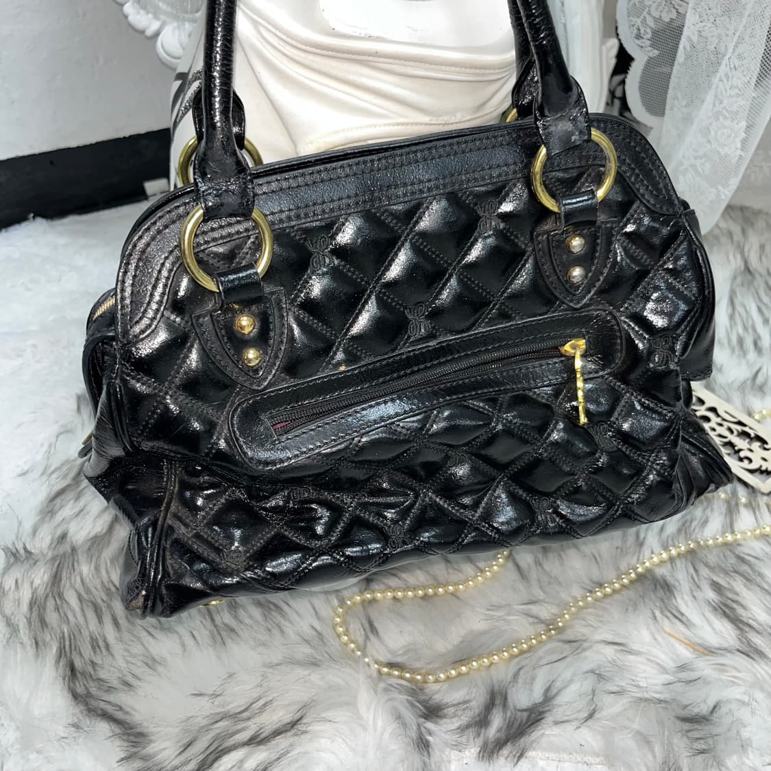 빈티지 퀄팅 글로시 토트백 상품이미지6