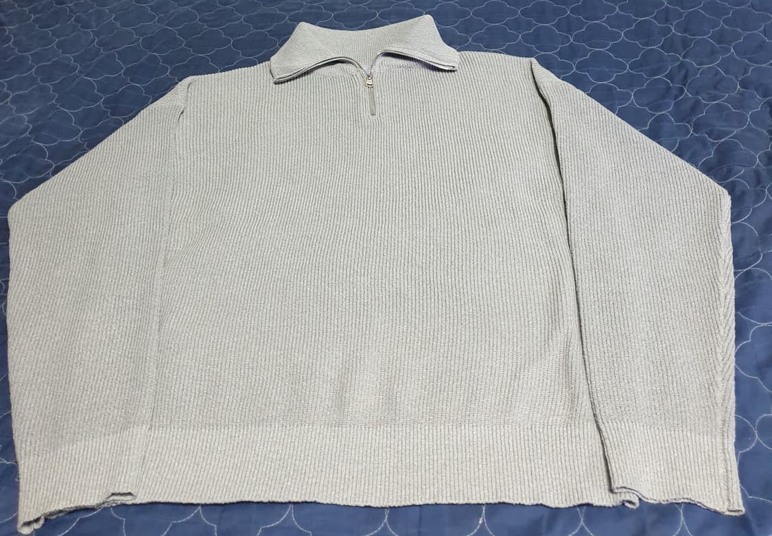 에잇세컨즈 반짚업 긴팔 니트 그레이 (L) 상품이미지1