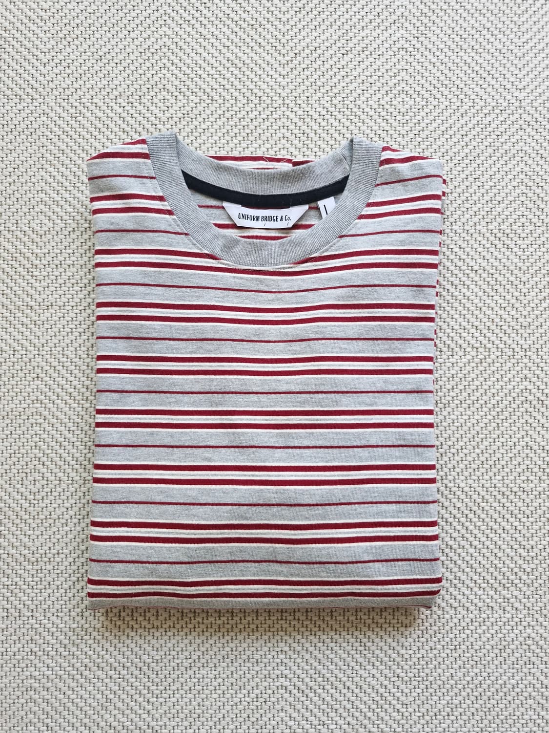 유니폼브릿지 헤비코튼 크루넥 스트라이프 반팔티 L  상품이미지1