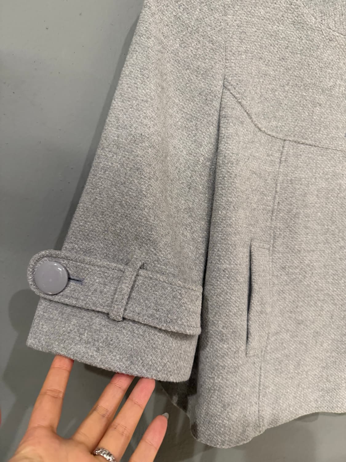 high-neck big button half coat 상품이미지7