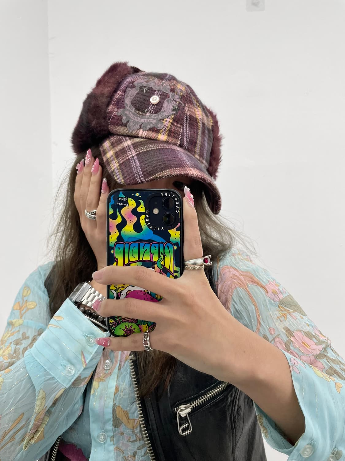 보이런던 체크 패치 트루퍼햇 *레어 상품이미지4