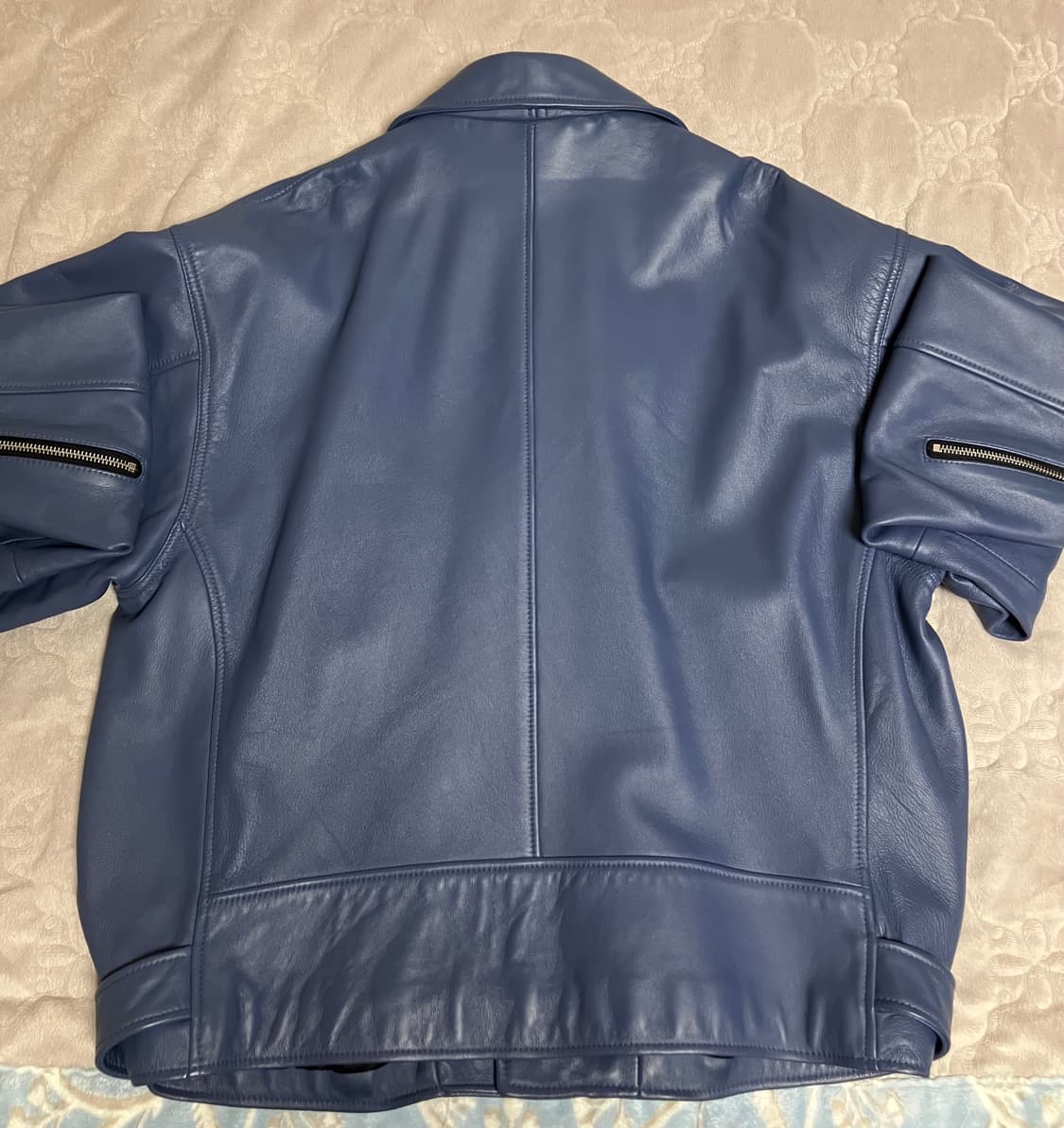 FLASK 양가죽 슈퍼 오버핏 라이더 자켓 블루 가죽자켓 상품이미지3