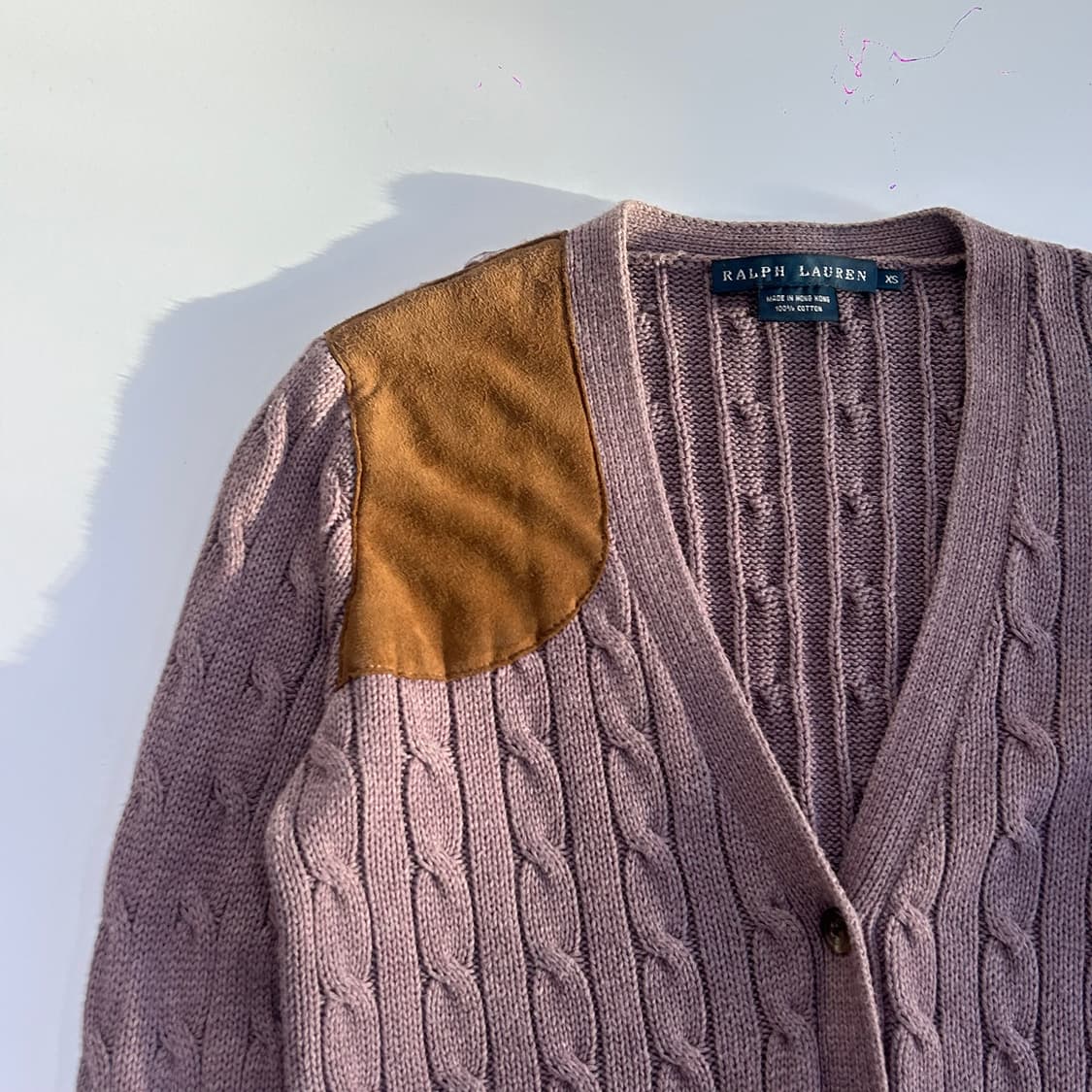 Polo 폴로 숄더 패치 퍼플 케이블 니트 가디건 상품이미지4