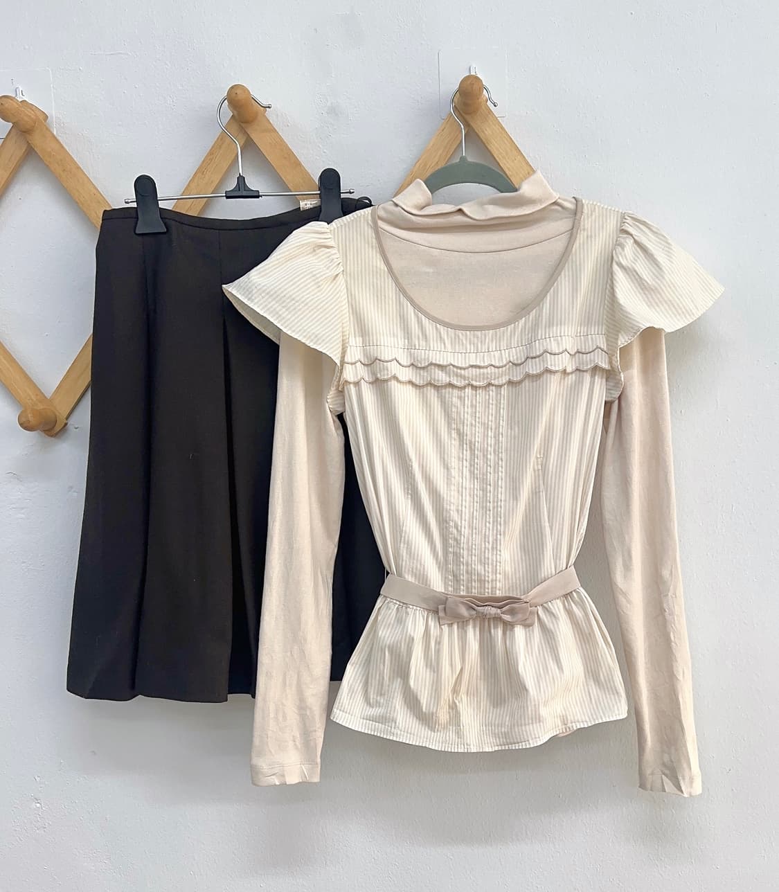 🤎라떼갸루 슈슈룬 쇼콜라깔 코디세트🤎 히메 러블리 퍼프 리본 스커트 상품이미지4