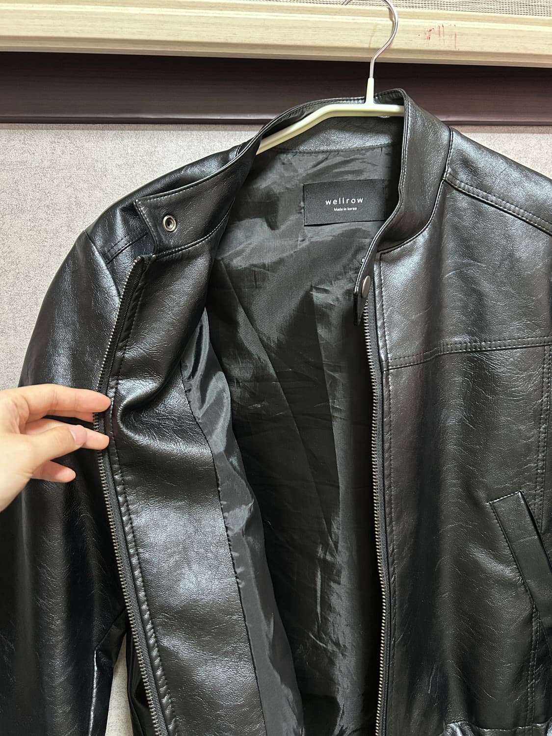 블랙 스탠드 헨리넥 래더 자켓 상품이미지3