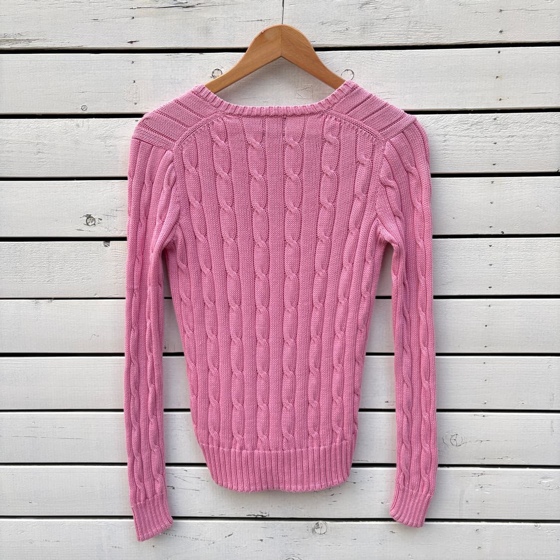 Polo 폴로 피마코튼 브이넥 케이블 꽈배기 니트 상품이미지2