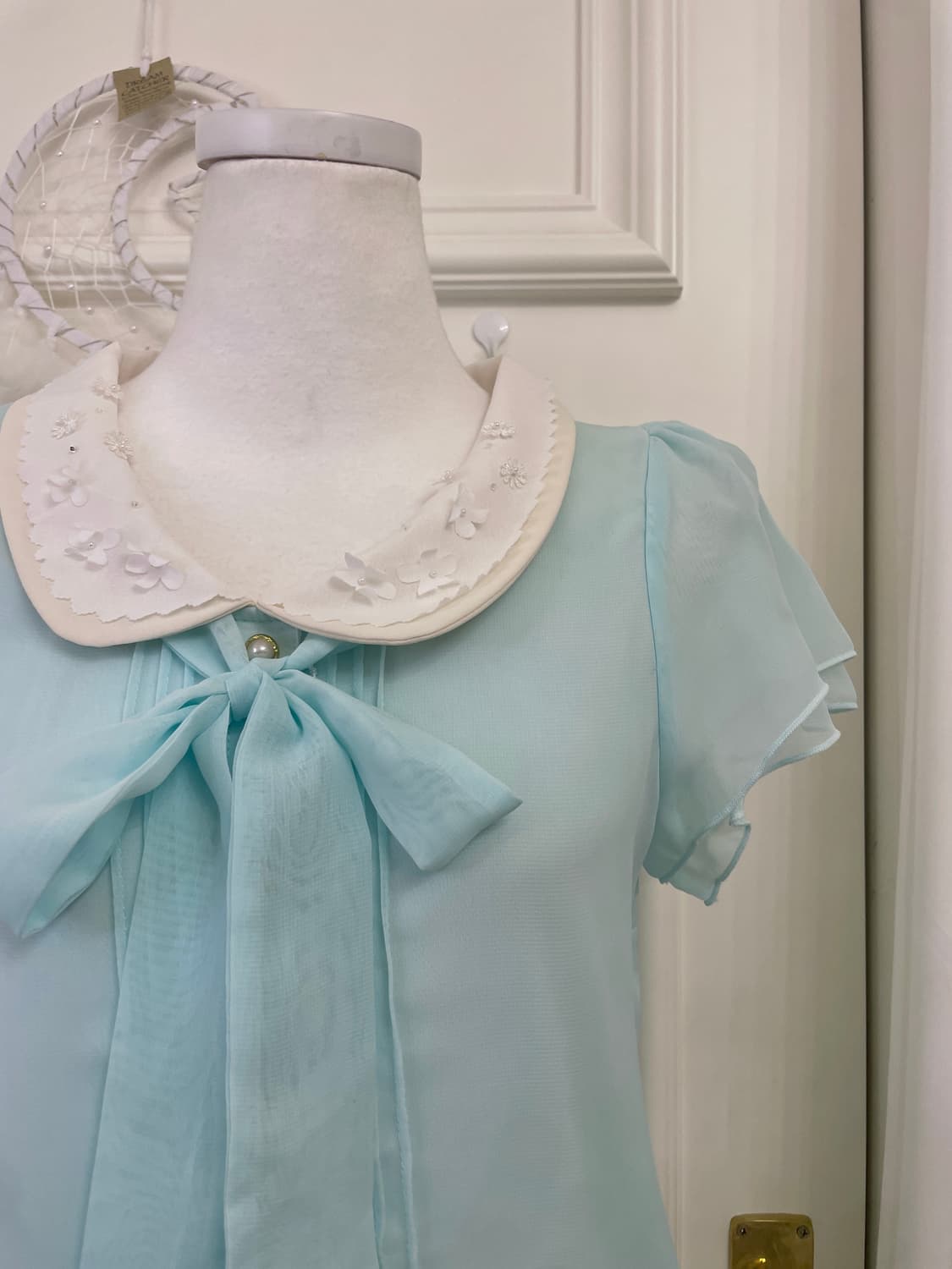 mint white collar flower point lovely bl 상품이미지6