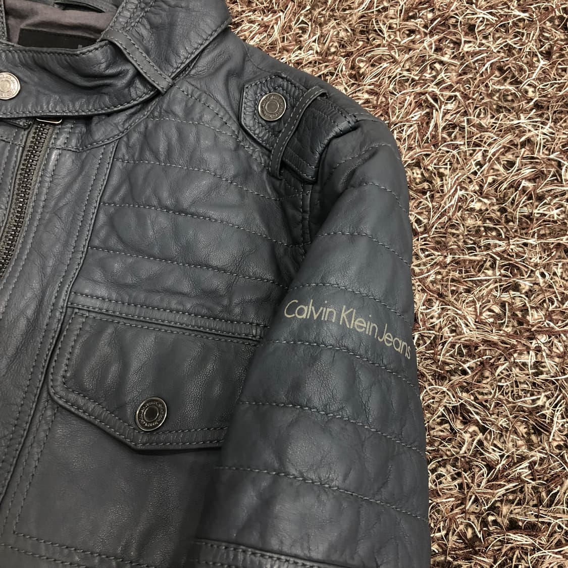 캘빈클라인 양가죽 바이커 레더 가죽 라이더 자켓  상품이미지4