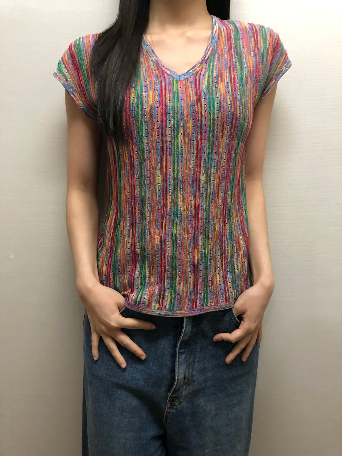 빈티지 비비드 컬러 믹스 니트 상품이미지4