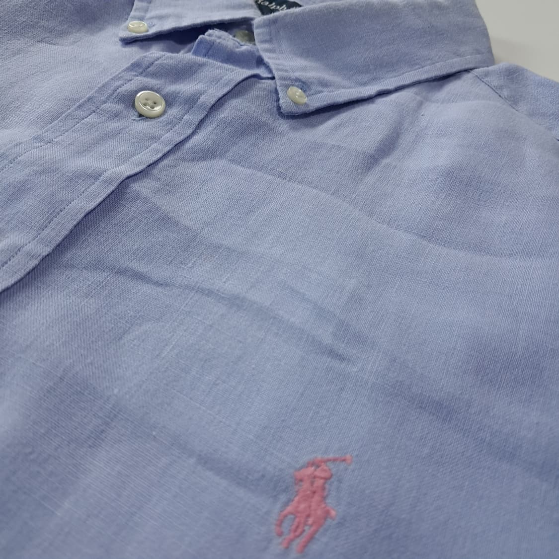 CK316 XL 폴로 00s 린넨 핑크포니 스카이블루 반팔 셔츠 남방 상품이미지4