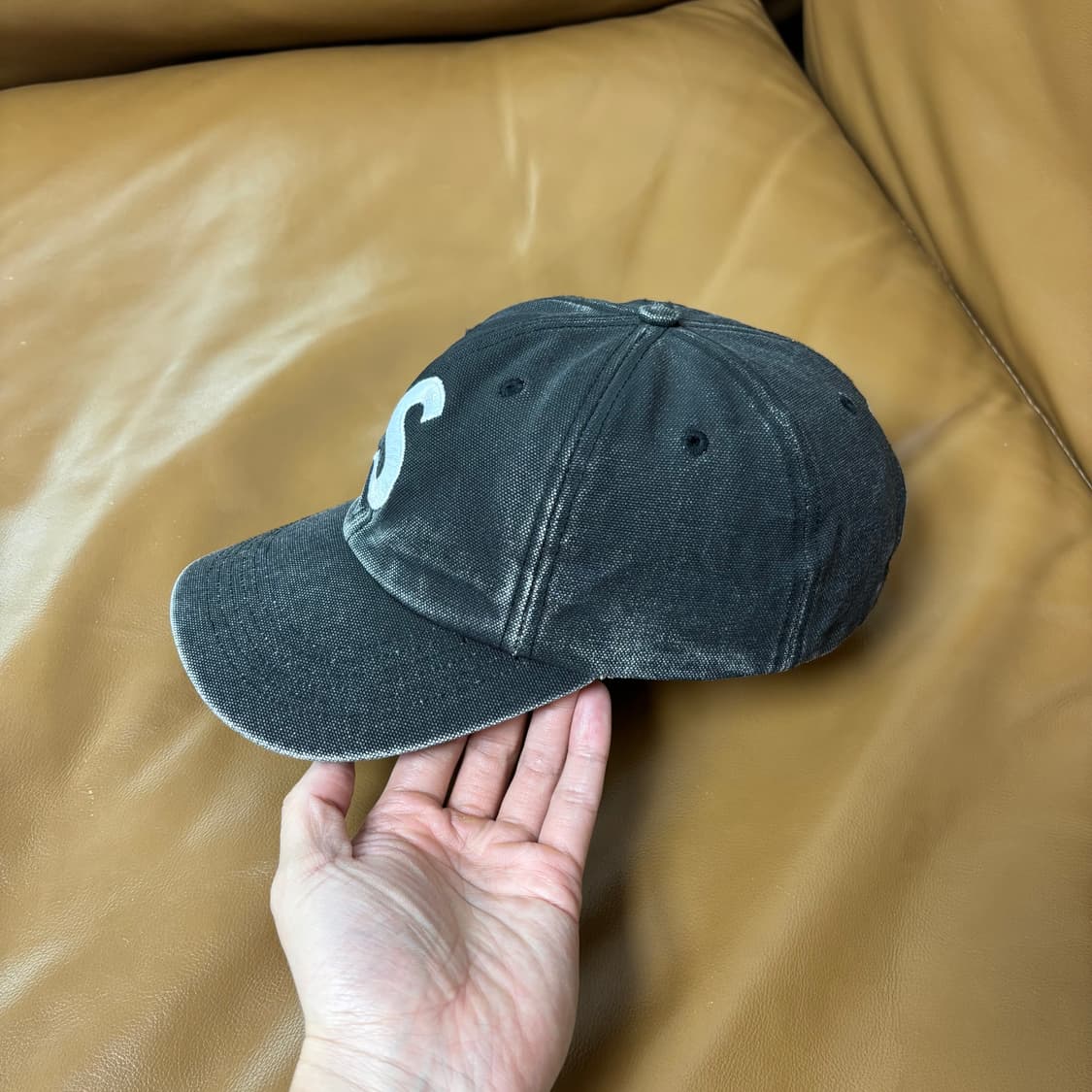 슈프림 S로고 6패널 볼캡 모자 피그먼트 워시드 블랙 상품이미지4