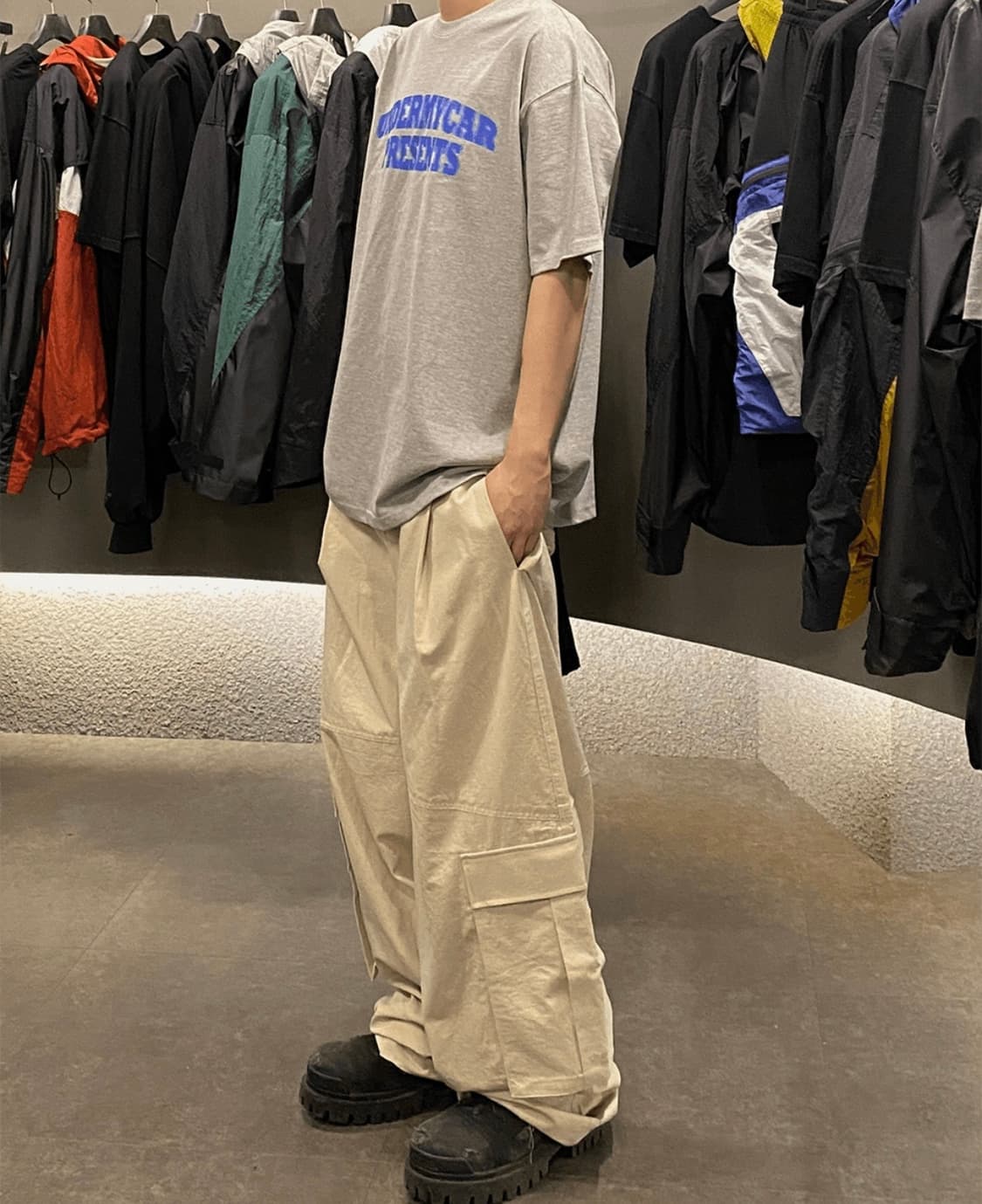 언더마이카 mu.55 립 카고팬츠 베이지 상품이미지1