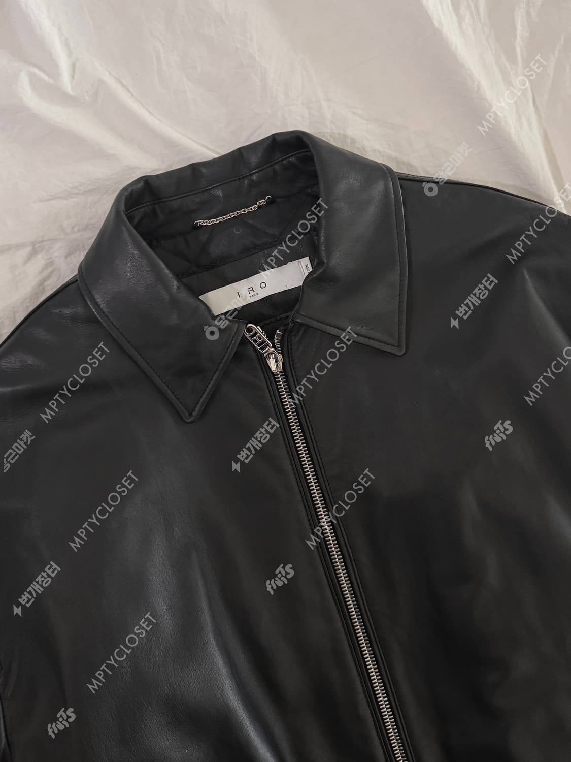 [100] IRO MEN 이로맨 패디드 램스킨 레더 블루종 자켓 점퍼 상품이미지6