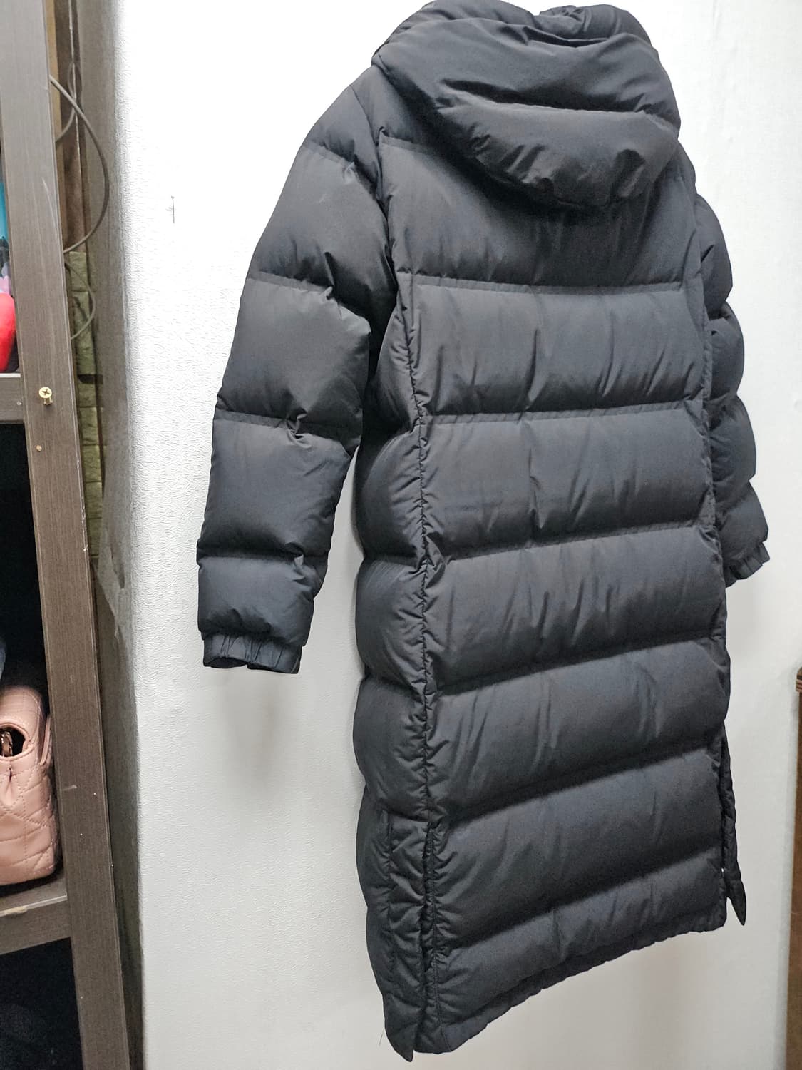 코오롱스포츠 구스 블랙 롱패딩 후드 85 상품이미지3