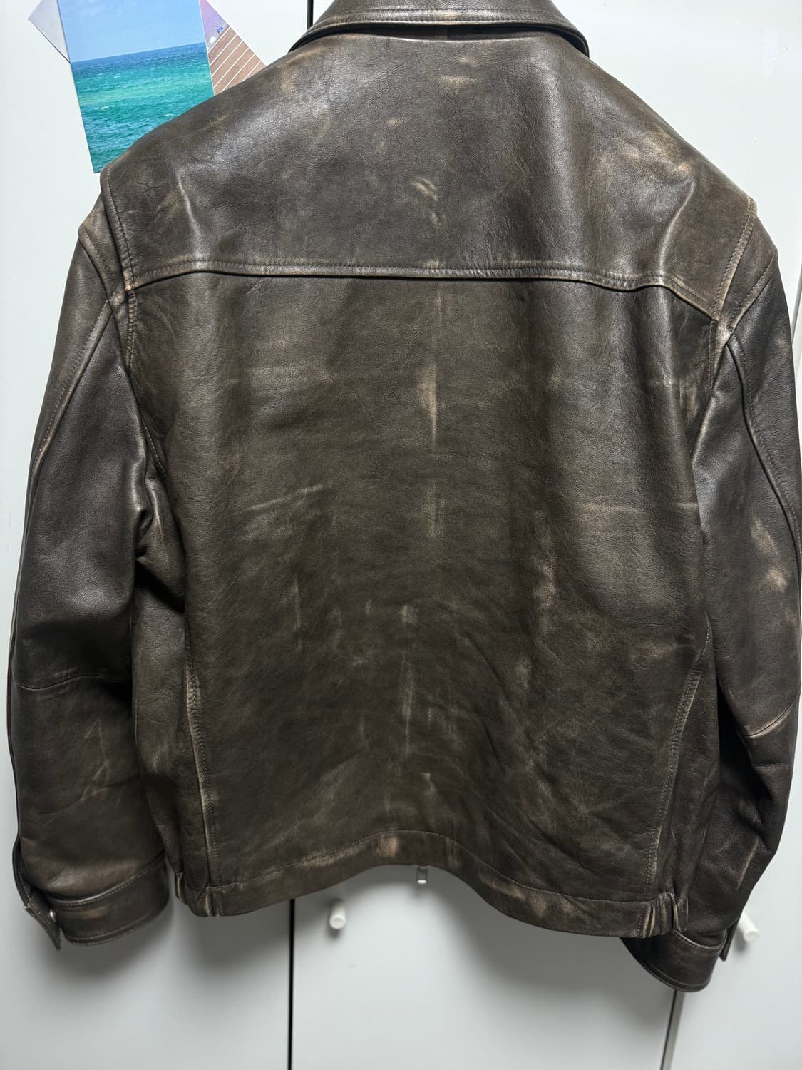 느와르라르메스 세미오버 블루종 레더자켓 46 착샷o 상품이미지3