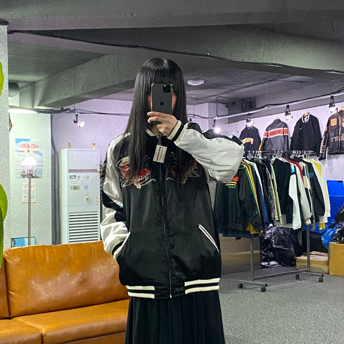 JPN 빈티지 잉어 자수 스카쟌 B4663 상품이미지1