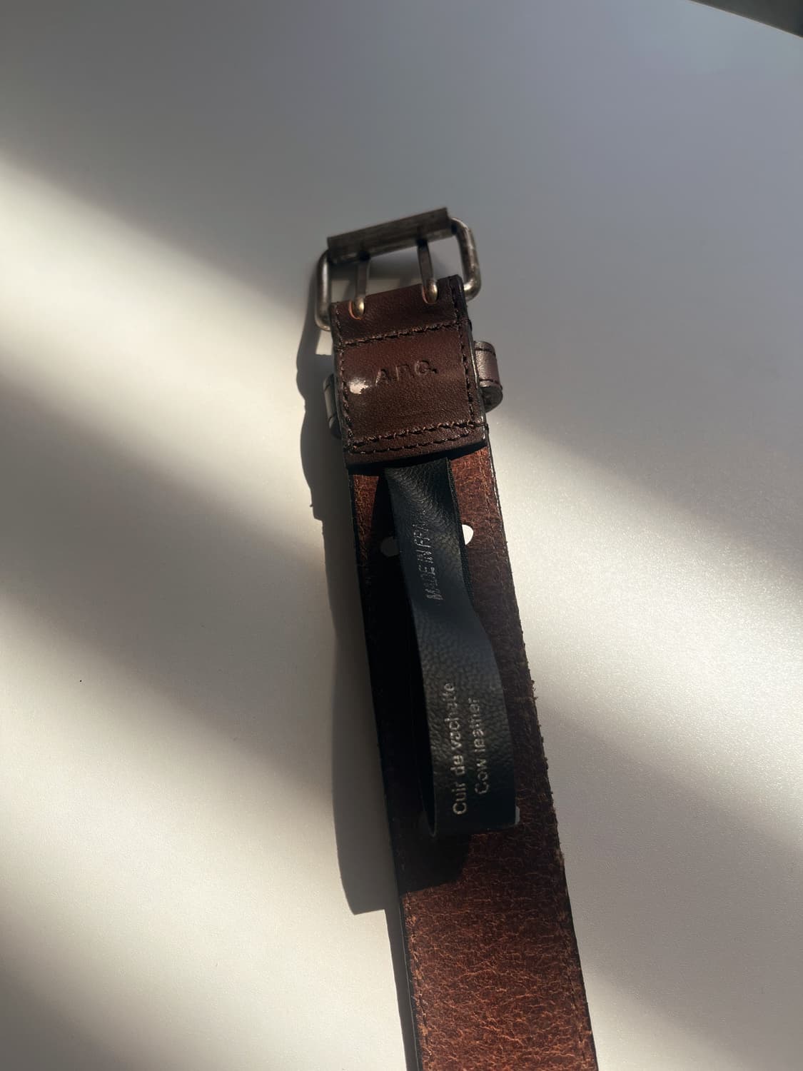 Old A.P.C 더블 프롱 벨트 브라운 made in france 상품이미지4