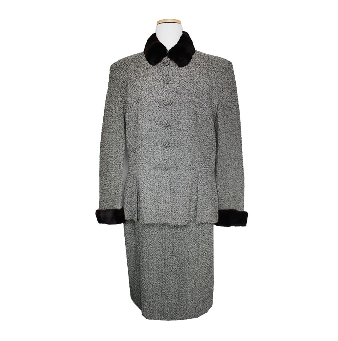 레나 랑에 퍼 트림 멜란지블랙 투피스 66 상품이미지1