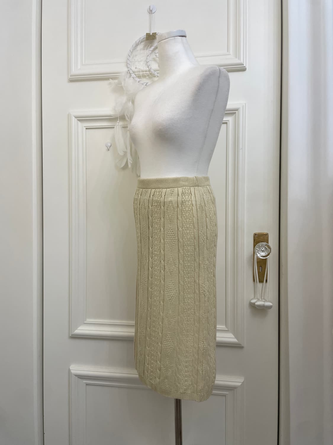 beige twist knit banding skirt 상품이미지2