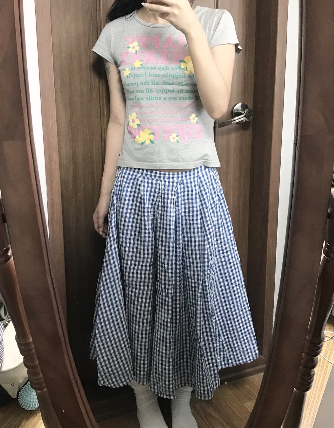 vintage cotton plaid sk 상품이미지3
