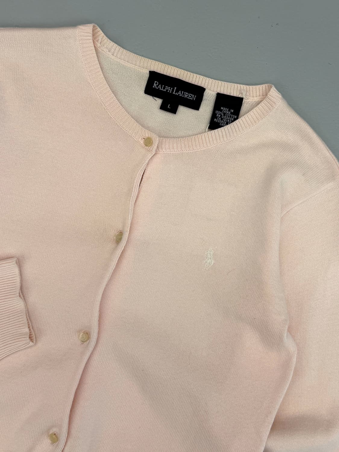 폴로 랄프로렌 여성 라이트핑크 코튼 가디건 상품이미지2