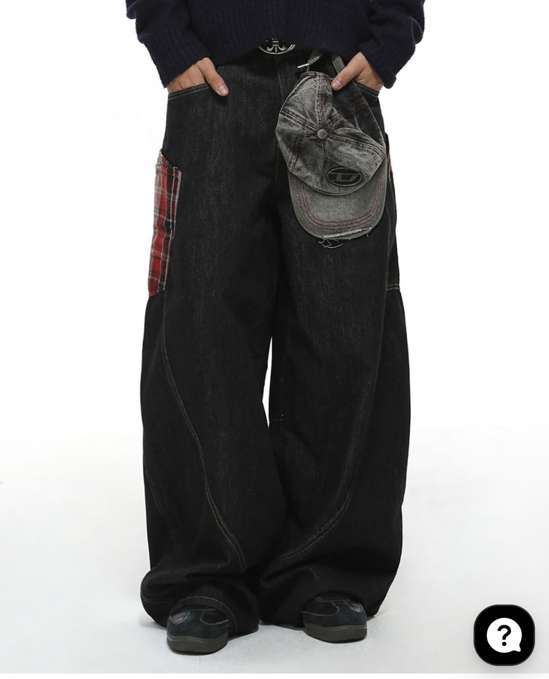 비엑세스 와이드 블랙 데님 팬츠 상품이미지1