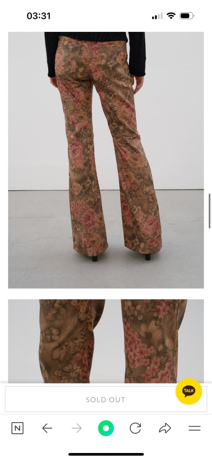 티크 teak 플라워 레더 플레어 부츠컷 팬츠 아모멘토 상품이미지4