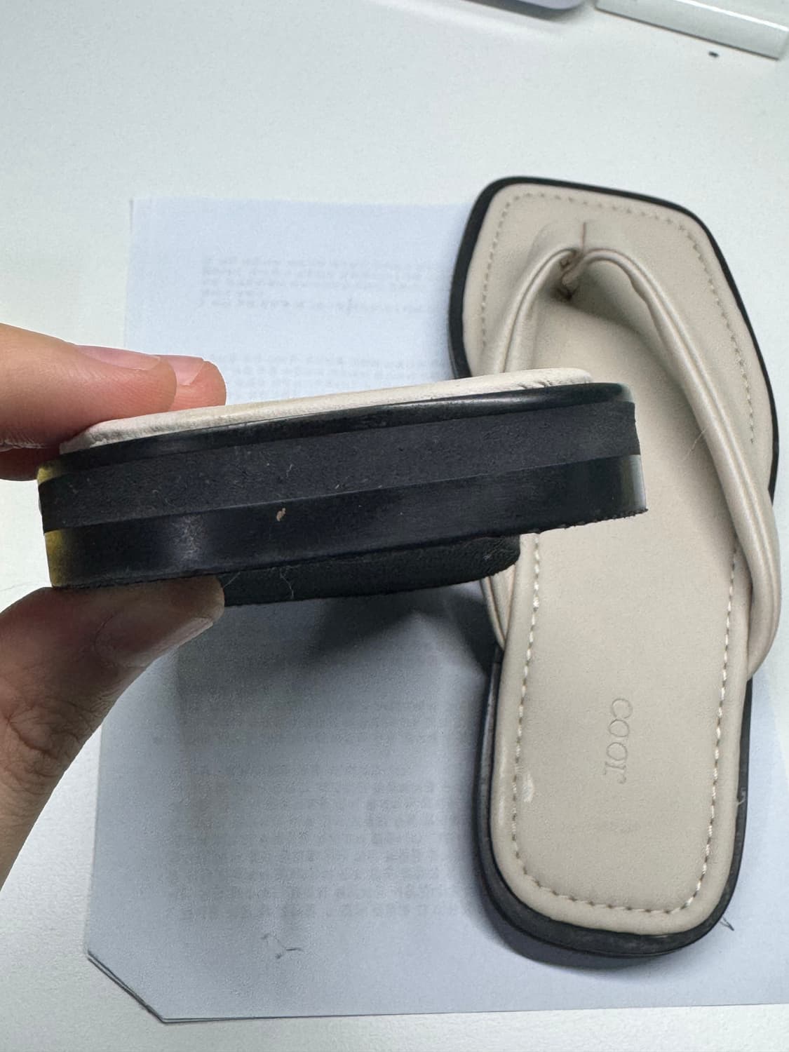 쿠어 램스킨 스퀘어토 플립플랍 (베이지) 상품이미지3