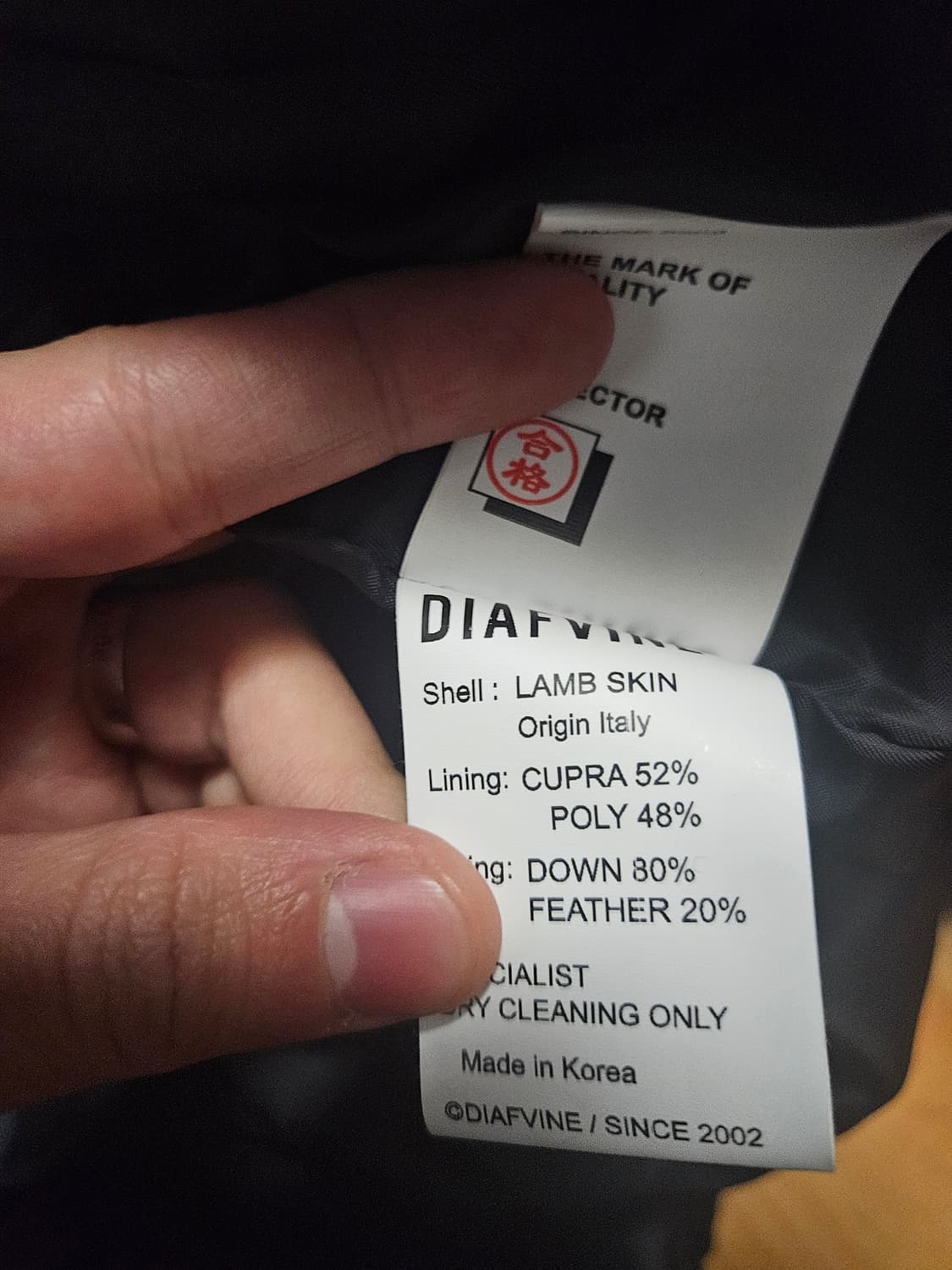 XL) 디아프바인 DV.LOT 696 램스킨 아머 덕다운 패딩 양가죽 상품이미지10