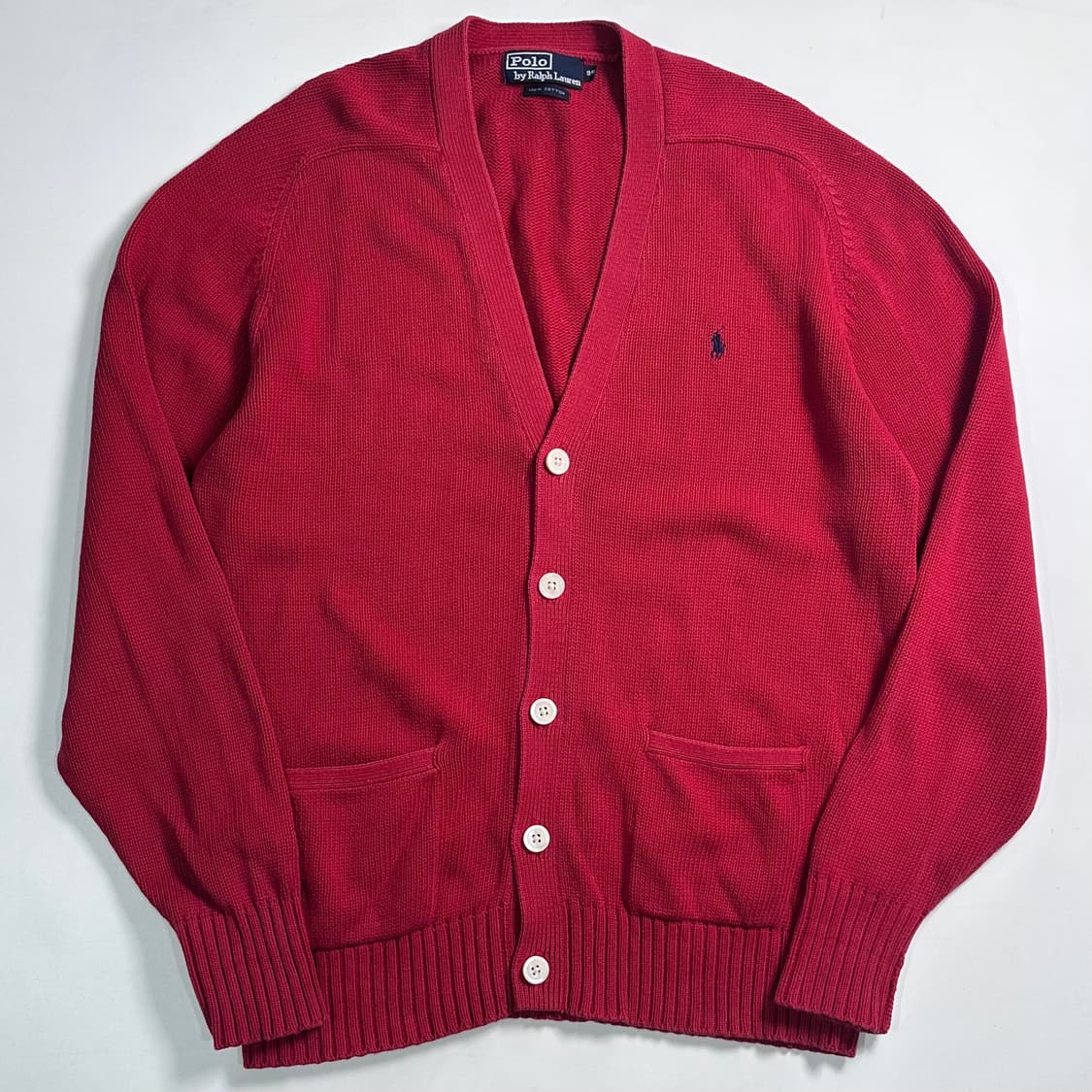 폴로 랄프로렌 레드 코튼 니트 가디건 상품이미지1