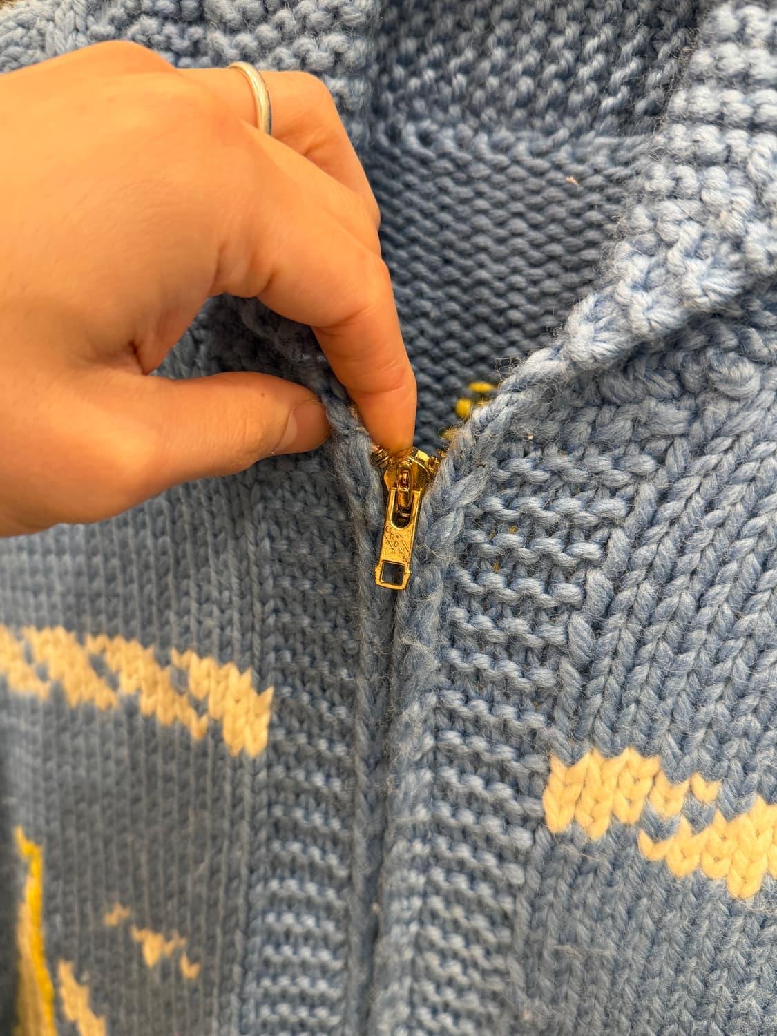 70s Vtg 빈티지 헤비울 코위찬 니트 집업 상품이미지3