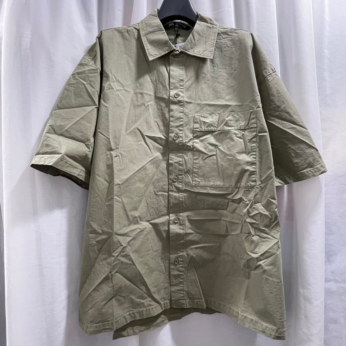 자라/ 워시드 포플린 반팔 셔츠/ M 상품이미지5