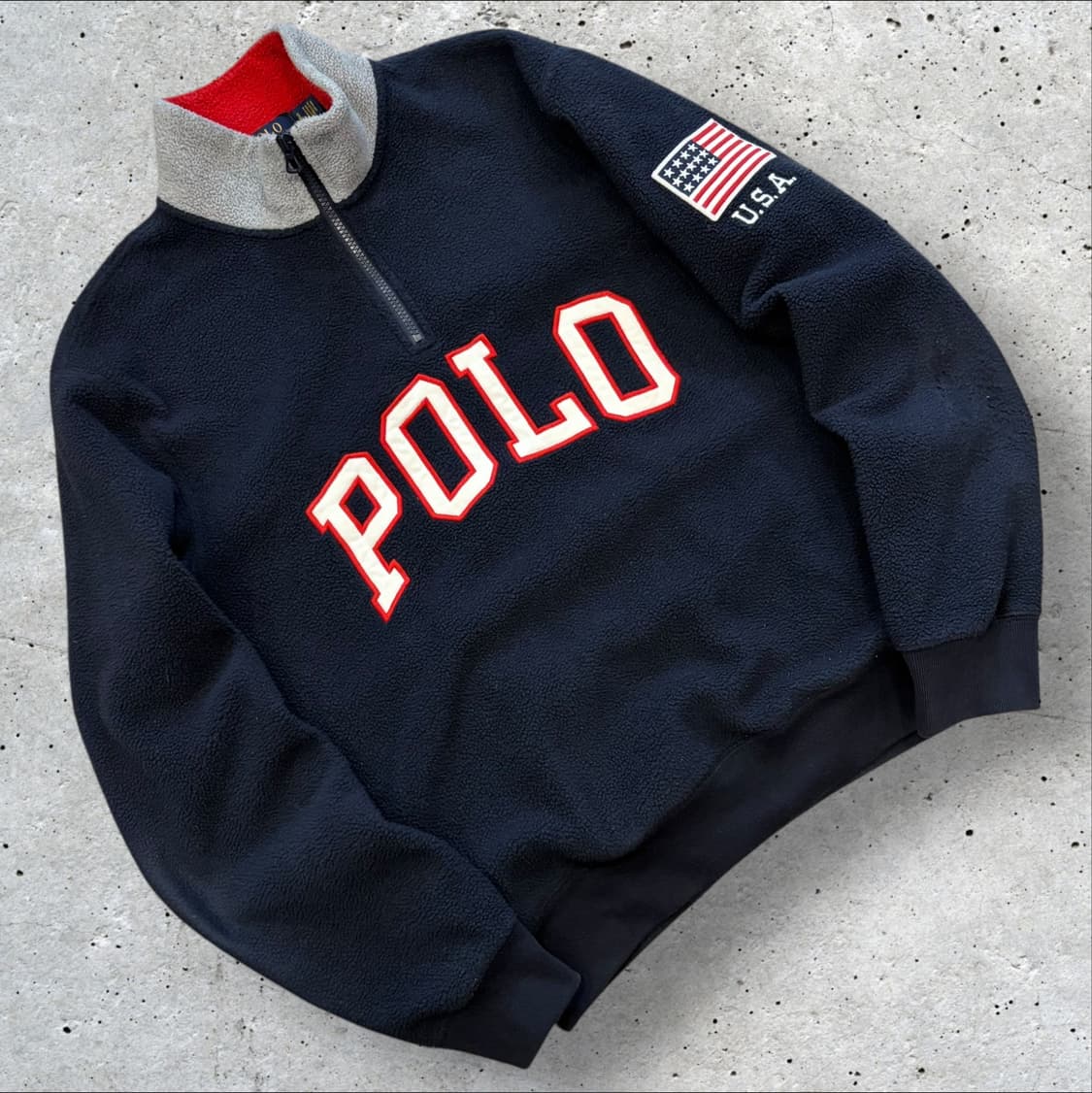 [S] 폴로 USA 성조기 신형 플리스 하프집업 네이비 C563 상품이미지1