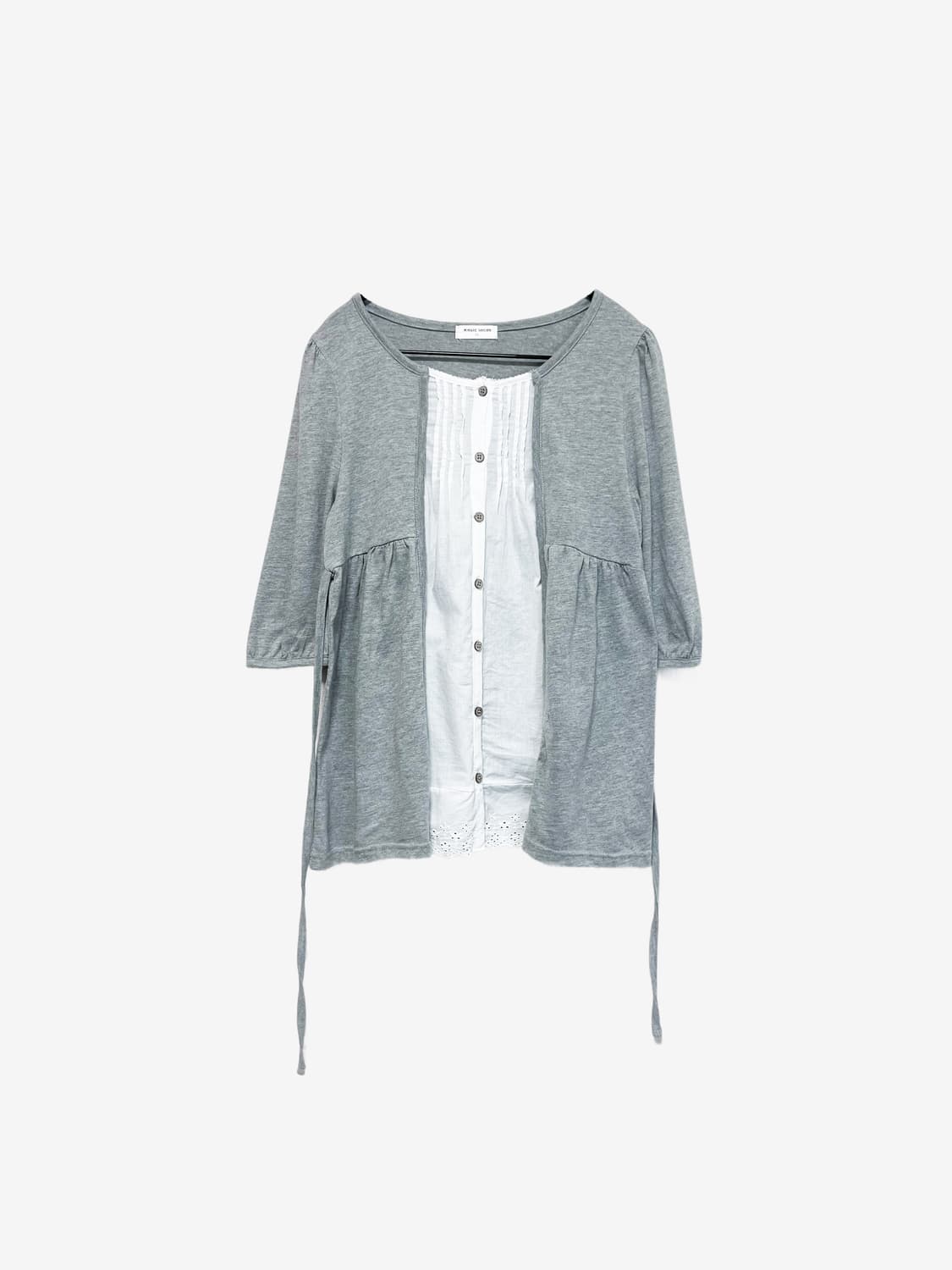 Layered Lace Point Cardigan - Gray 상품이미지4