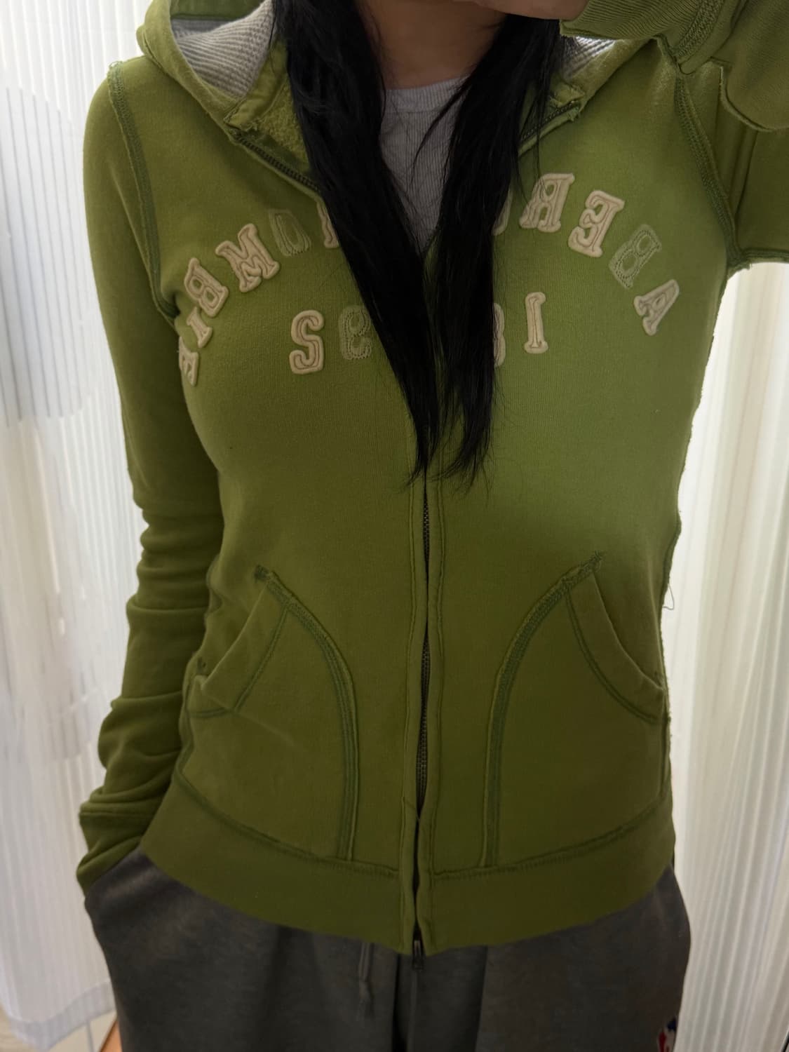 딱붙핏 아베크롬비 올리브색 후드집업 xl 상품이미지1