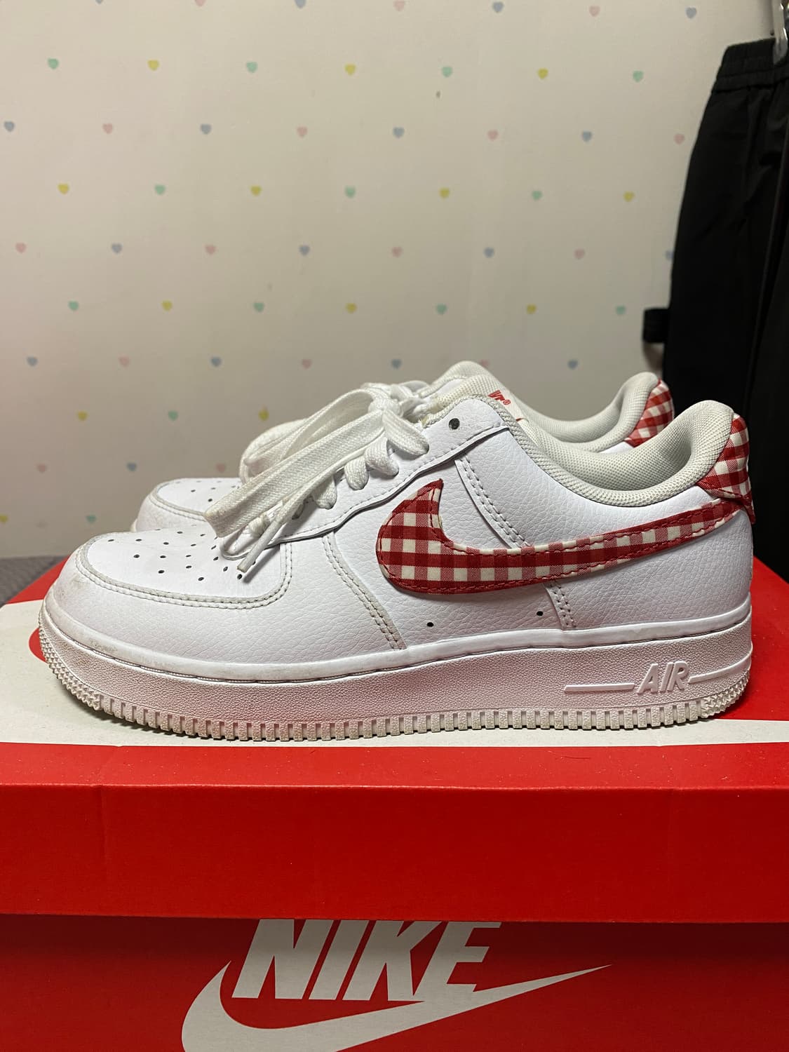 나이키 에어포스1 체크 깅엄 레드 235 상품이미지1