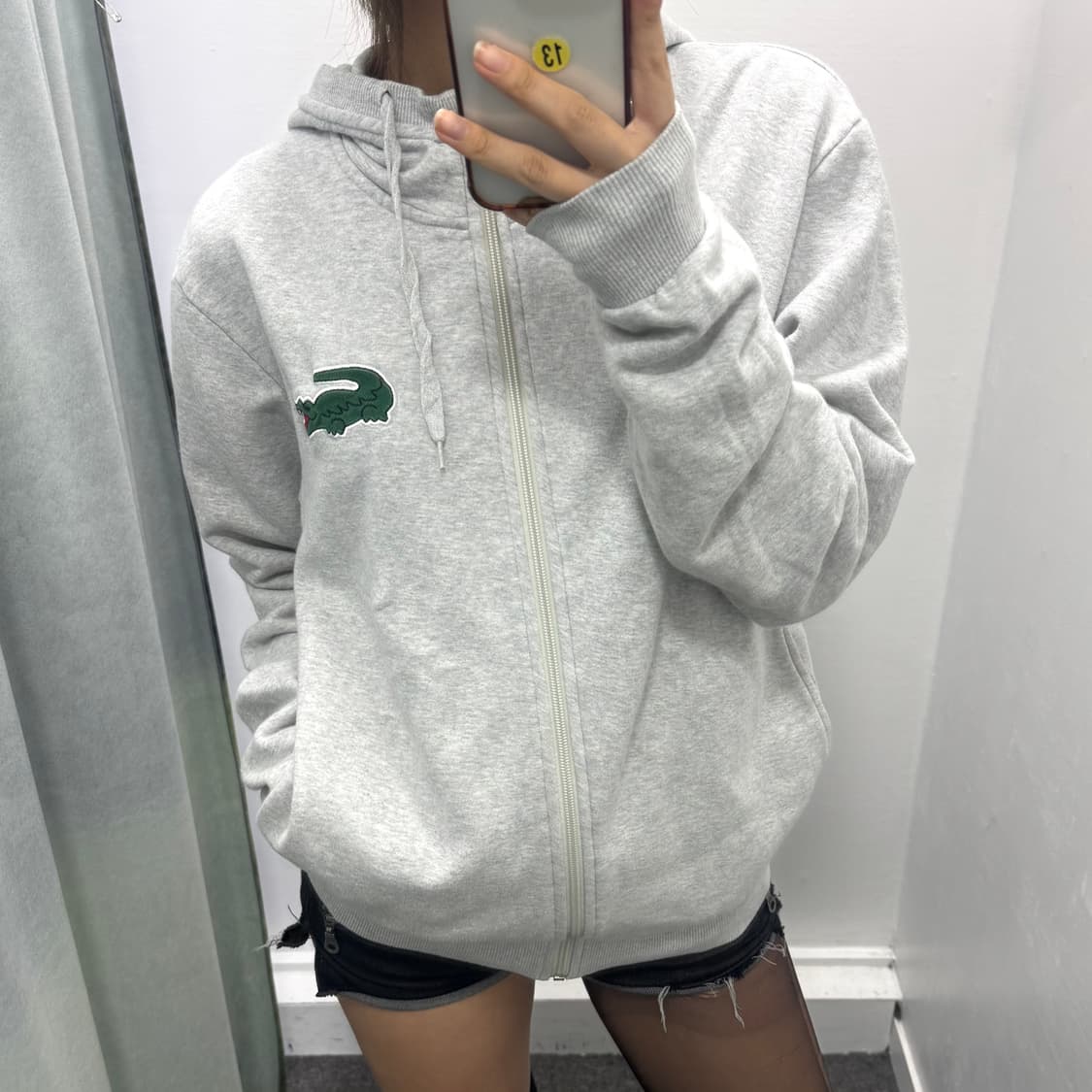 라코스테 하이넥 그레이 후드집업 상품이미지3