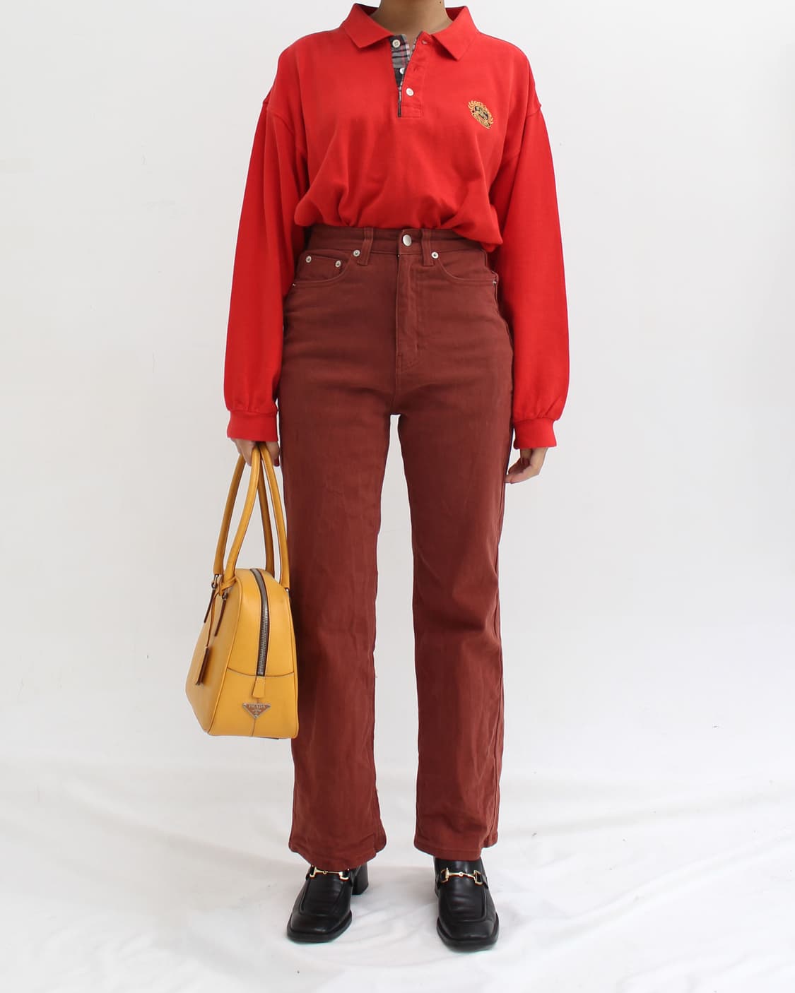 버버리 BURBERRY 90s 빈티지 자수 레드 pk셔츠 카라티셔츠 상품이미지8