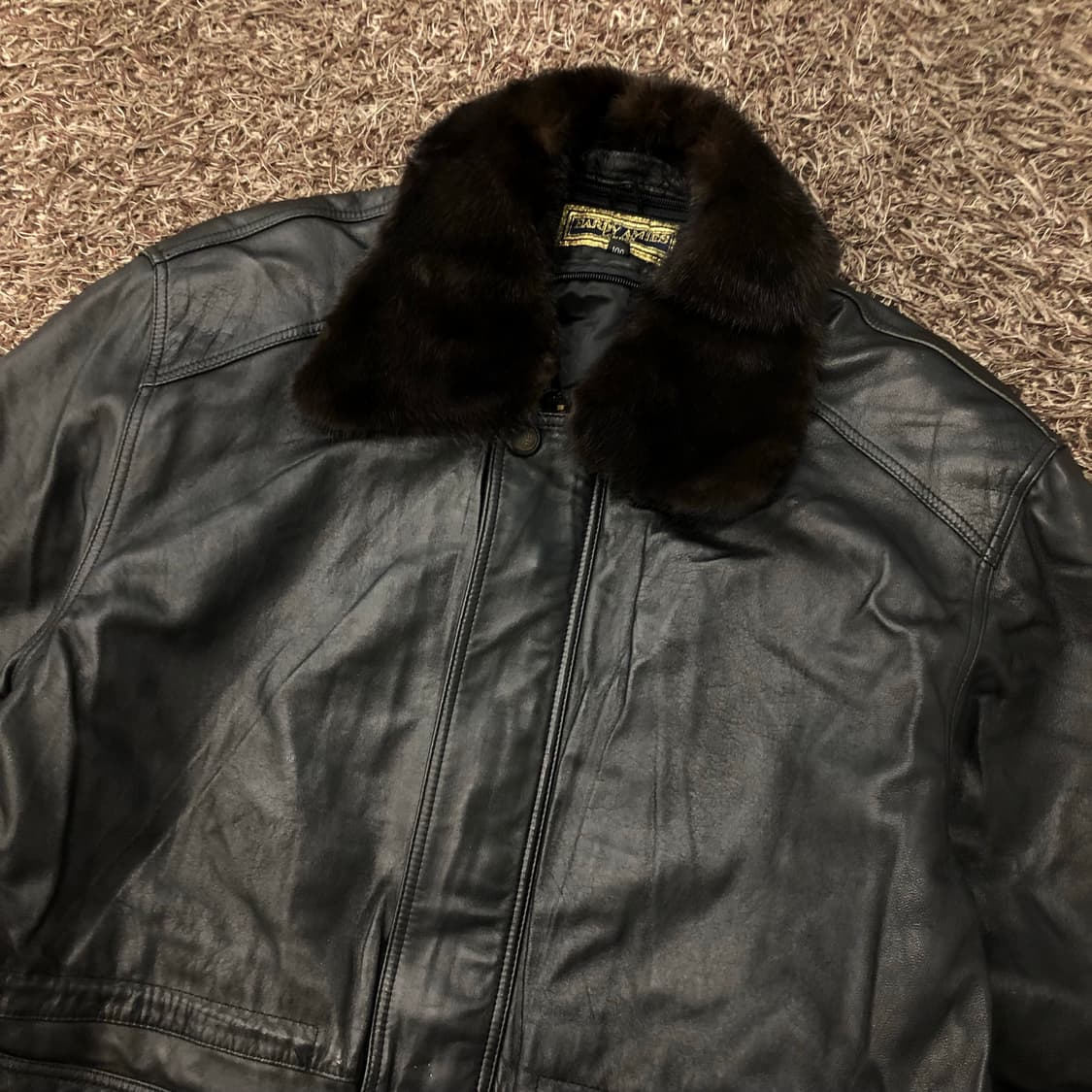 빈티지 양가죽 퍼 카라 레더 가죽 자켓 상품이미지2