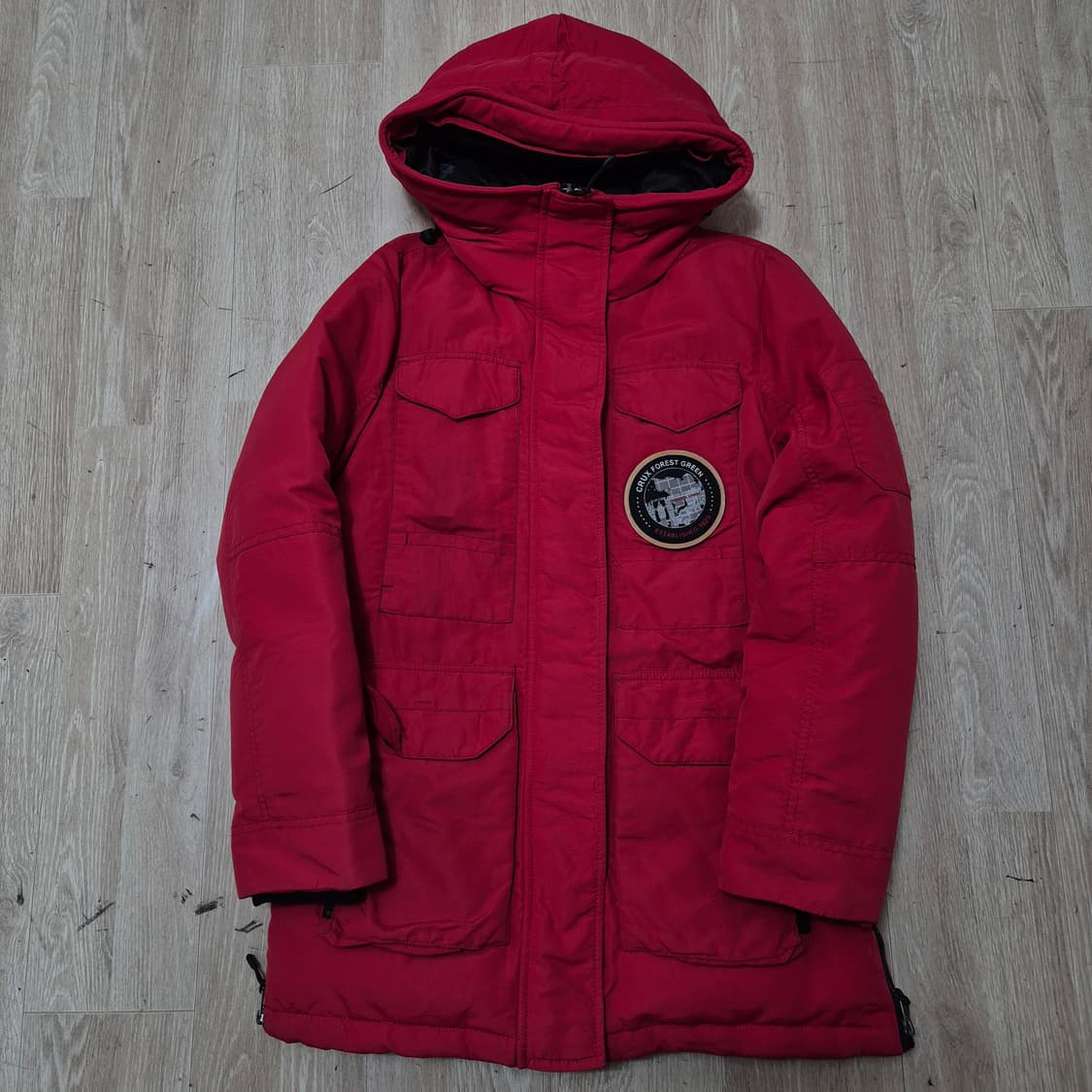 크룩스 포레스트 그린 와펜 덕다운 후드 패딩 점퍼 S(90) 상품이미지1