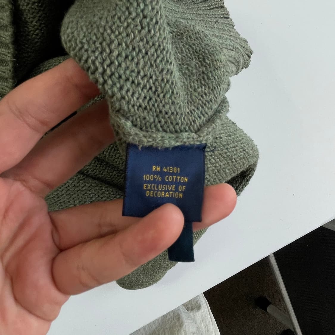 Polo  폴로 랄프로렌 신형 자수 카키 코튼 반집업 니트 상품이미지4